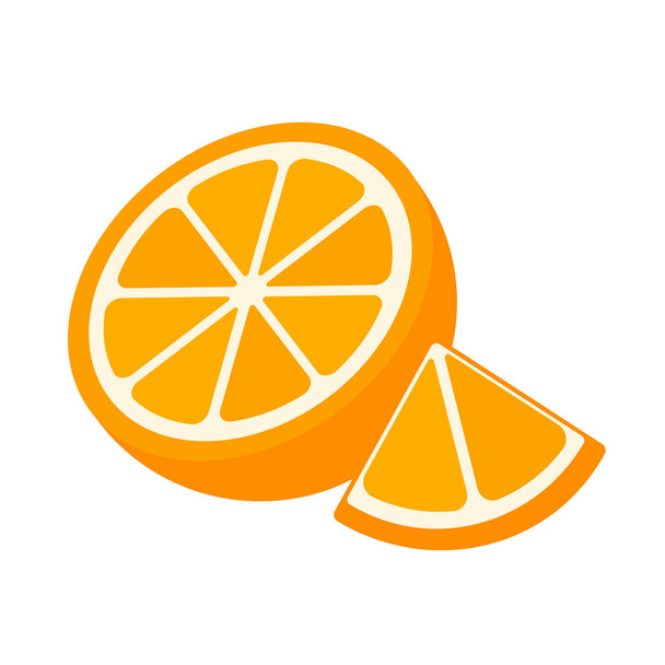 Sweet orange fruit. High vitamin oranges are sliced for refreshing orange juice in the summer. - Вектор,изображение