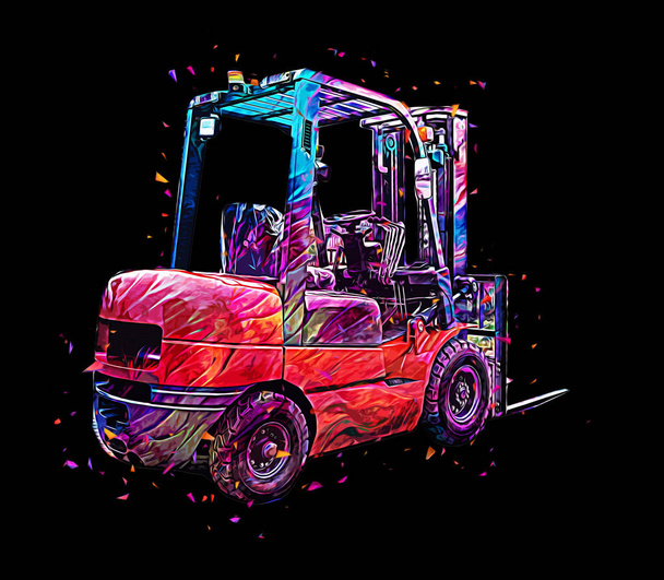 carrello elevatore camion su sfondo bianco isolato arte illustrazione disegno schizzo - Foto, immagini