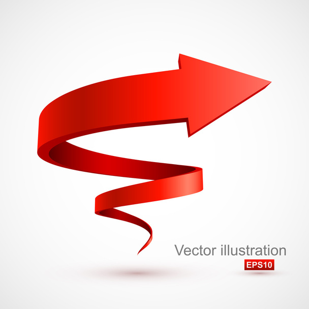 rode spiraal pijl 3d - Vector, afbeelding