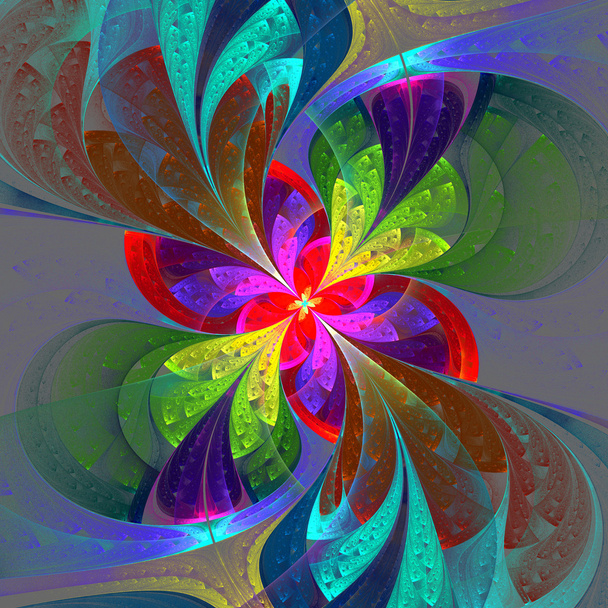 Multicolor hermosa flor fractal sobre fondo gris
. - Foto, Imagen