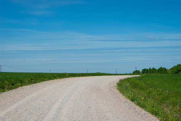 Dirt road in a rural landscape in the summer - Photo, Image