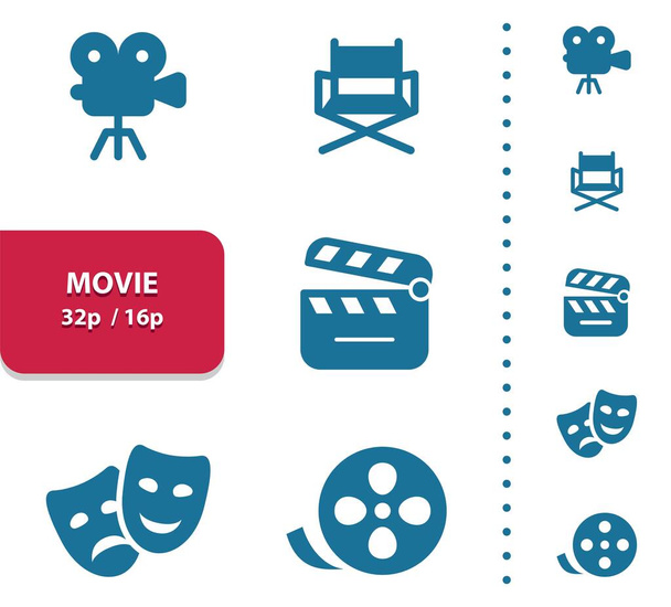 Movie Icons (4x magnification for preview). - Vector, Image