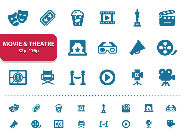 Ícones de cinema e teatro (ampliação de 2x para visualização) - Vetor, Imagem