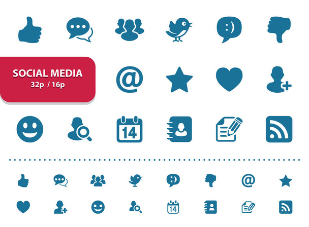 Иконки социальных медиа (2x увеличение для предварительного просмотра) - Вектор,изображение