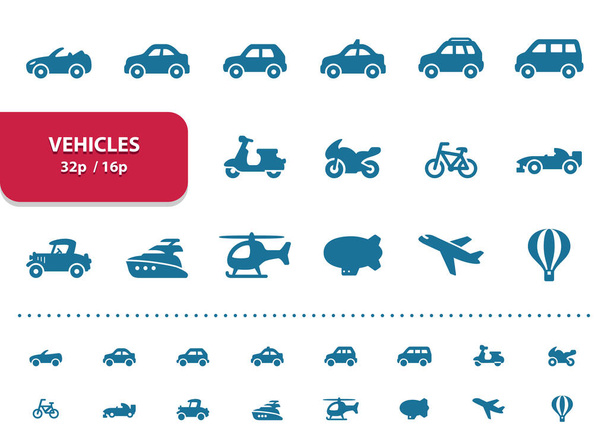 Vehicles Icons (2x magnification for preview) - Vector, Image