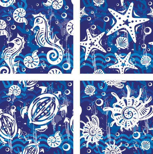 Seampless patterns with sea symbols - Вектор, зображення