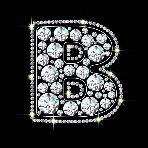 輝くダイヤモンドベクトルEPS 10から作られた手紙B - ベクター画像