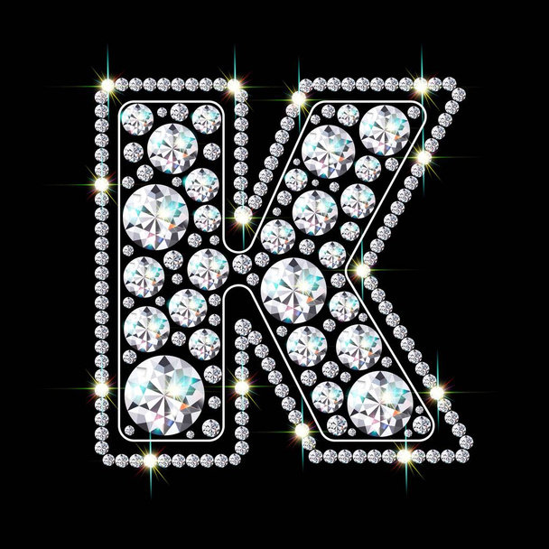 Letter K made from sparkling diamonds vector eps 10 - Vector, Image