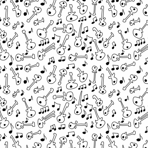 Guitar and musical notes seamless pattern and background - Φωτογραφία, εικόνα