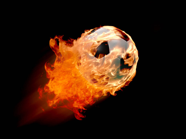 3d illustrazione di volare palla da calcio in fiamme - Foto, immagini