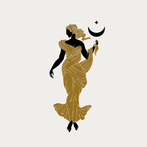 Vector hand drawn illustration of sculpture of Venus. Creative flat artwork with antique goddess. Template for card, poster, banner, print for t-shirt, pin, badge, patch. - Vektor, Bild