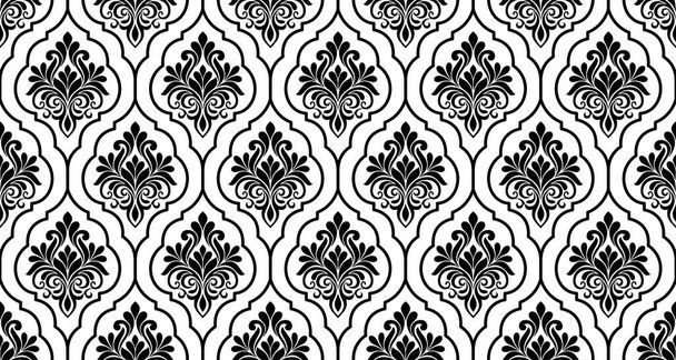 Damast florales Design-Element. Schwarz-Weiß. Grafik Ornament königliche Tapete Vektor Hintergrund. - Vektor, Bild