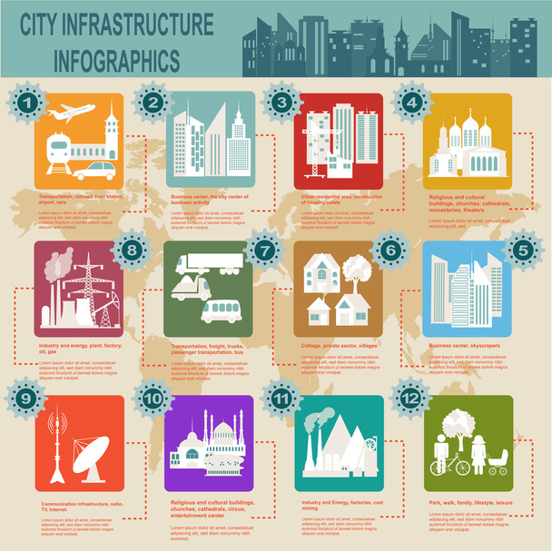 Set of elements infrastructure city, vector infographics - Vecteur, image