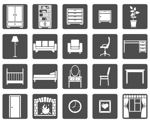 Set of Furniture Icons - Διάνυσμα, εικόνα