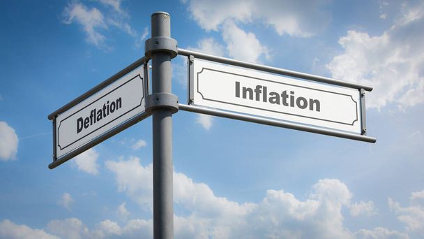 Ulice podepsat směr inflace versus deflace - Fotografie, Obrázek