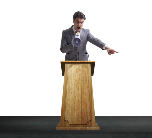 Férfi üzletember beszédet tart a rostrum üzleti koncepció - Fotó, kép