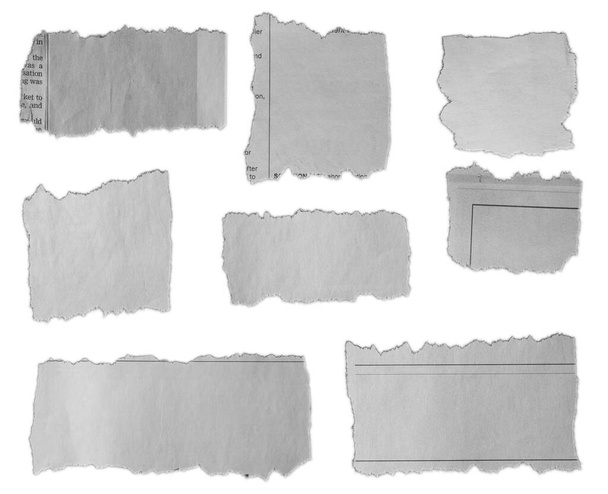 Oito pedaços de papel rasgado sobre fundo liso  - Foto, Imagem