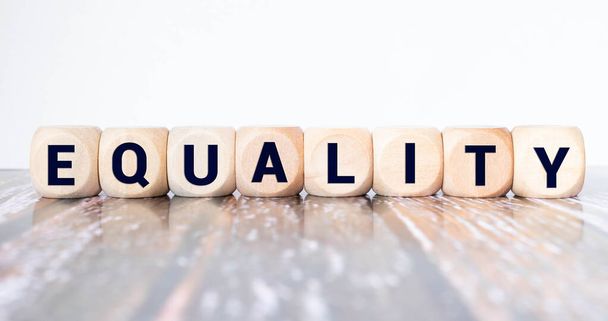 EQUALITY word made with building blocks. - Photo, Image