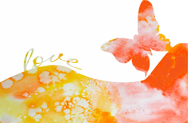 Butterfly background watercolor with love - Вектор, зображення