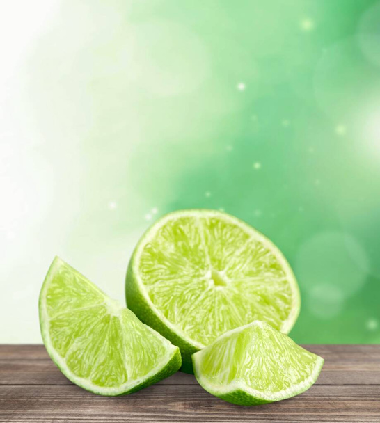 Collection Fresh lime and slice, Isolated on white background - Foto, afbeelding