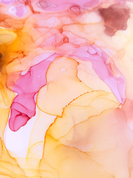 Alcohol Ink. Oil Digital Abstract Print. Mix Splash  Texture. Blue Gradient Alcohol Ink. Smoke Ocean Trendy Illustration. Marble Grunge Pattern. Delicate Pink Alcohol Ink.  - Foto, afbeelding