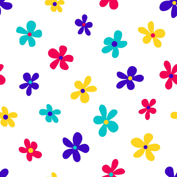 Seamless pattern with colorful flowers - Vector, Imagen
