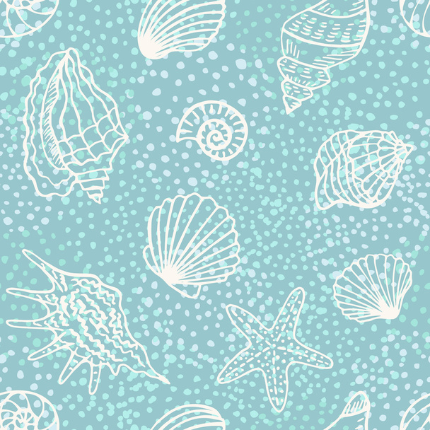 Seamless pattern with shells - Vector, Image