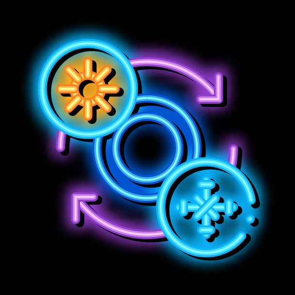 replacing summer tires with winter tires neon glow icon illustration - Vecteur, image