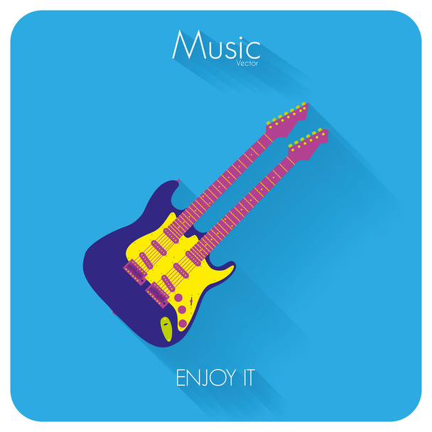 Abstract Colorful Electric Guitar Isolated On Color Background - Vetor, Imagem