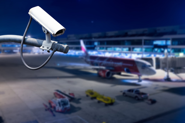 CCTV camera or surveillance operating in airport - Photo, Image