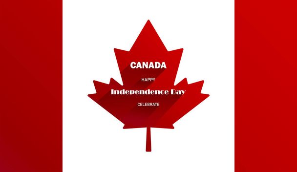 赤い旗のカエデの葉で幸せな愛国的なお祝いカナダの日。カナダの7月1日独立記念日。ベクトル図カナダ国. - ベクター画像