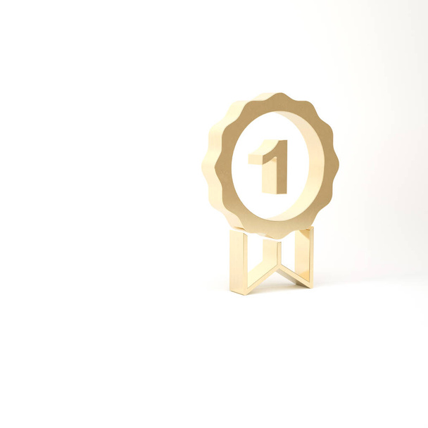 Icône symbole Gold Dog Award isolé sur fond blanc. Médaille avec empreinte de chien comme animal de compagnie concept gagnant de l'exposition. Illustration 3D rendu 3D - Photo, image