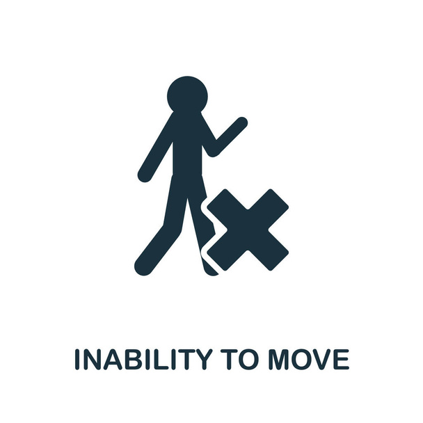 Inability To Move icon. Monochrome simple element from coronavirus symptoms collection. Creative Inability To Move icon for web design, templates, infographics and more - Vector, Image