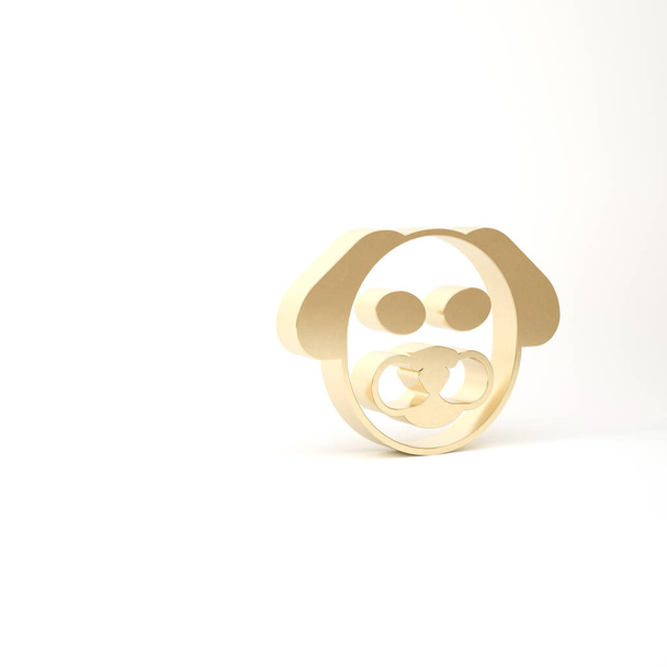 Gold Dog Symbol isoliert auf weißem Hintergrund. 3D Illustration 3D Renderer - Foto, Bild