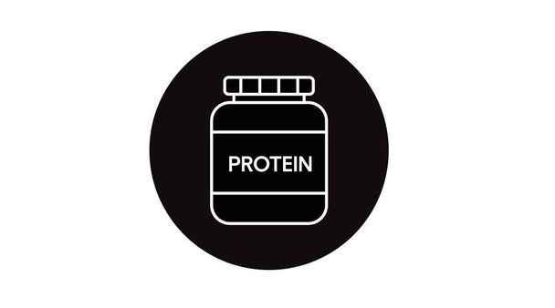 Vektorisolierte Illustration einer Proteinflasche. Schwarz-weiße Proteinflaschen-Ikone. - Vektor, Bild
