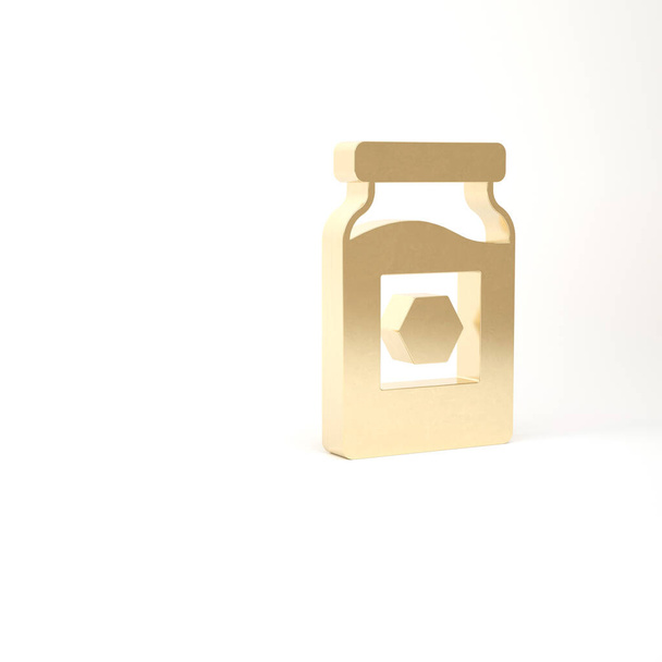 Золотий джем медової ікони ізольовані на білому тлі. Продовольчий банк. Солодкий символ натуральної їжі. 3D ілюстрація 3D рендеринга
 - Фото, зображення