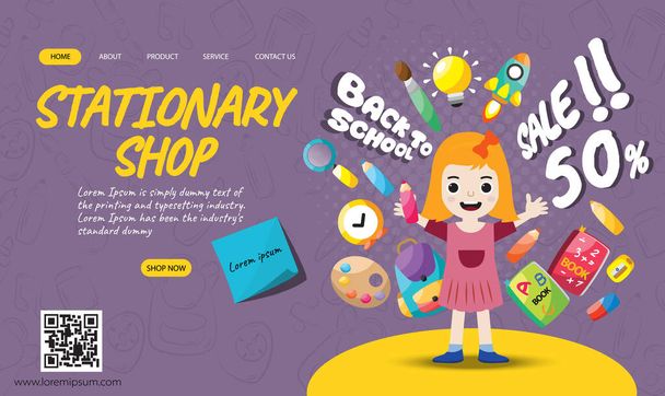  веб-сайт банер фон Векторні ілюстрації креативні дизайни продаж веб-маркетингу назад до школи
  - Вектор, зображення