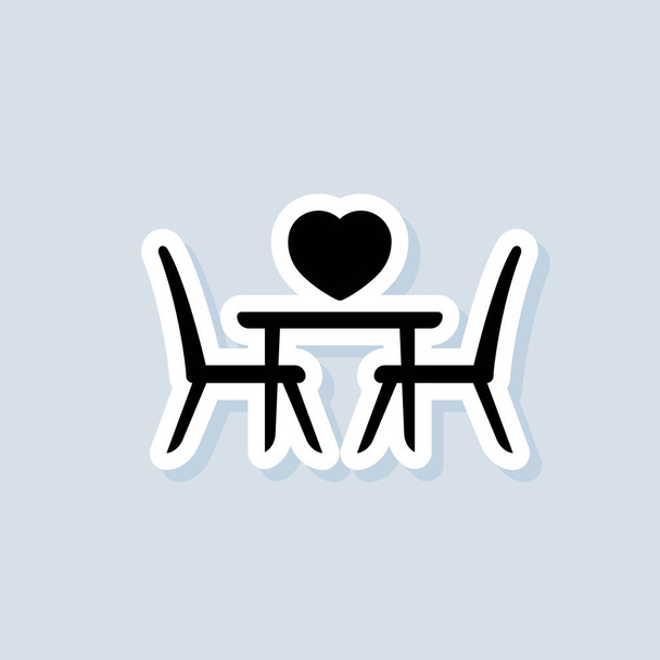 Tafel voor twee stickers. Tafel en stoelen. Eettafel en stoelen voor twee personen. Vector op geïsoleerde achtergrond. EPS 10. - Vector, afbeelding
