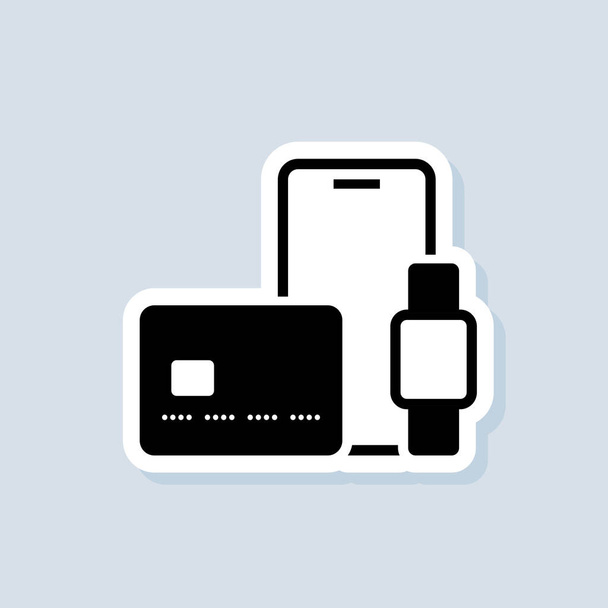 Pegatina de pago NFC. Sistemas de pago con tarjeta sin contacto. Vector sobre fondo aislado. EPS 10. - Vector, Imagen
