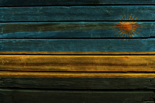 古い木の壁の背景にルワンダの3Dフラグ. - 写真・画像