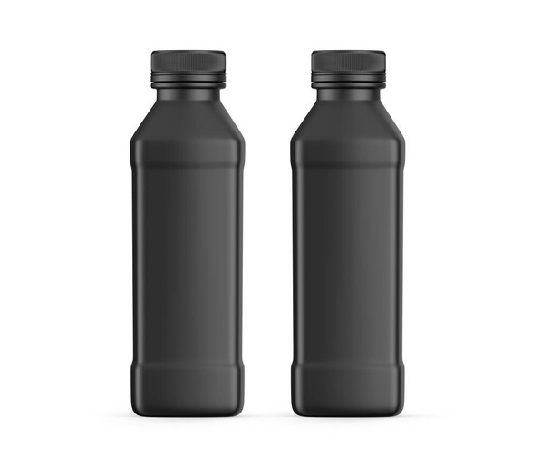 Plastic fles mockup met deksel op geïsoleerde witte achtergrond, verpakking fles voor vloeistof, klaar voor ontwerp presentatie, 3d illustratie - Foto, afbeelding