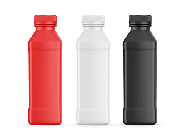 Plastic bottle mockup with lid on isolated white background, packaging bottle for liquid, ready for design presentation, 3d illustration - Zdjęcie, obraz