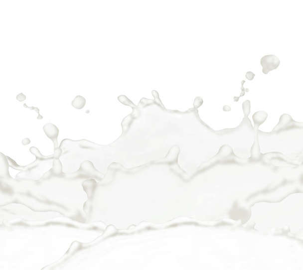 Milk splashes with drops isolated on white background. - Photo, image