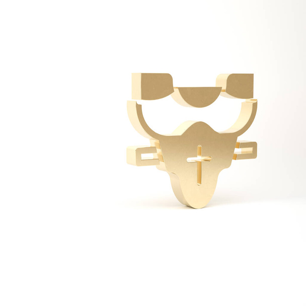 Gold American Football Spieler Brustprotektor Symbol isoliert auf weißem Hintergrund. Schulter- und Brustschutz für den Oberkörper. Mannschaftssport. 3D Illustration 3D Renderer - Foto, Bild
