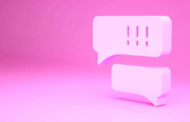 Pink Puhe kupla chat baseball peli kuvake eristetty vaaleanpunainen tausta. Viestikuvake. Viestintä tai kommentoida chat symboli. Minimalismin käsite. 3d kuva 3D renderöinti - Valokuva, kuva
