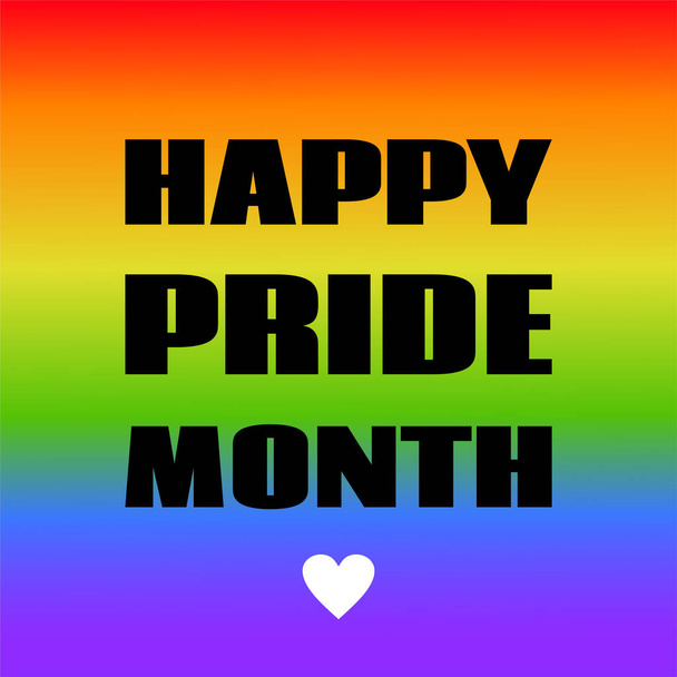 Счастливого месяца гордости. Открытка с градиентным флагом ЛГБТ на заднем плане - Вектор,изображение