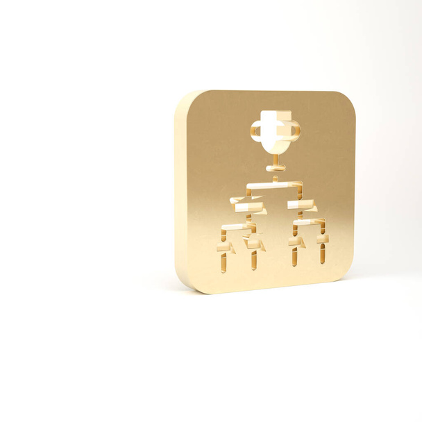 ゴールド結果とスタンドテーブルは白の背景に隔離されたスコアボードチャンピオンシップトーナメントブラケットアイコン。3Dイラスト3Dレンダリング - 写真・画像