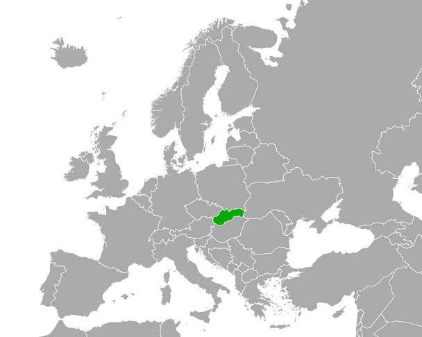 Карта Словаччини в Європі - Вектор, зображення