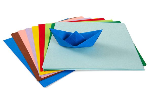 colorful origami paper on white background - Valokuva, kuva
