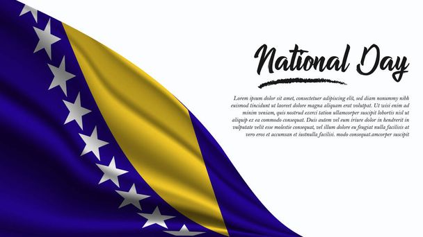 National Day Banner bosznia-hercegovinai lobogó háttérrel. Plakátként, üdvözlőkártyaként fogják használni. Vektorillusztráció. - Vektor, kép